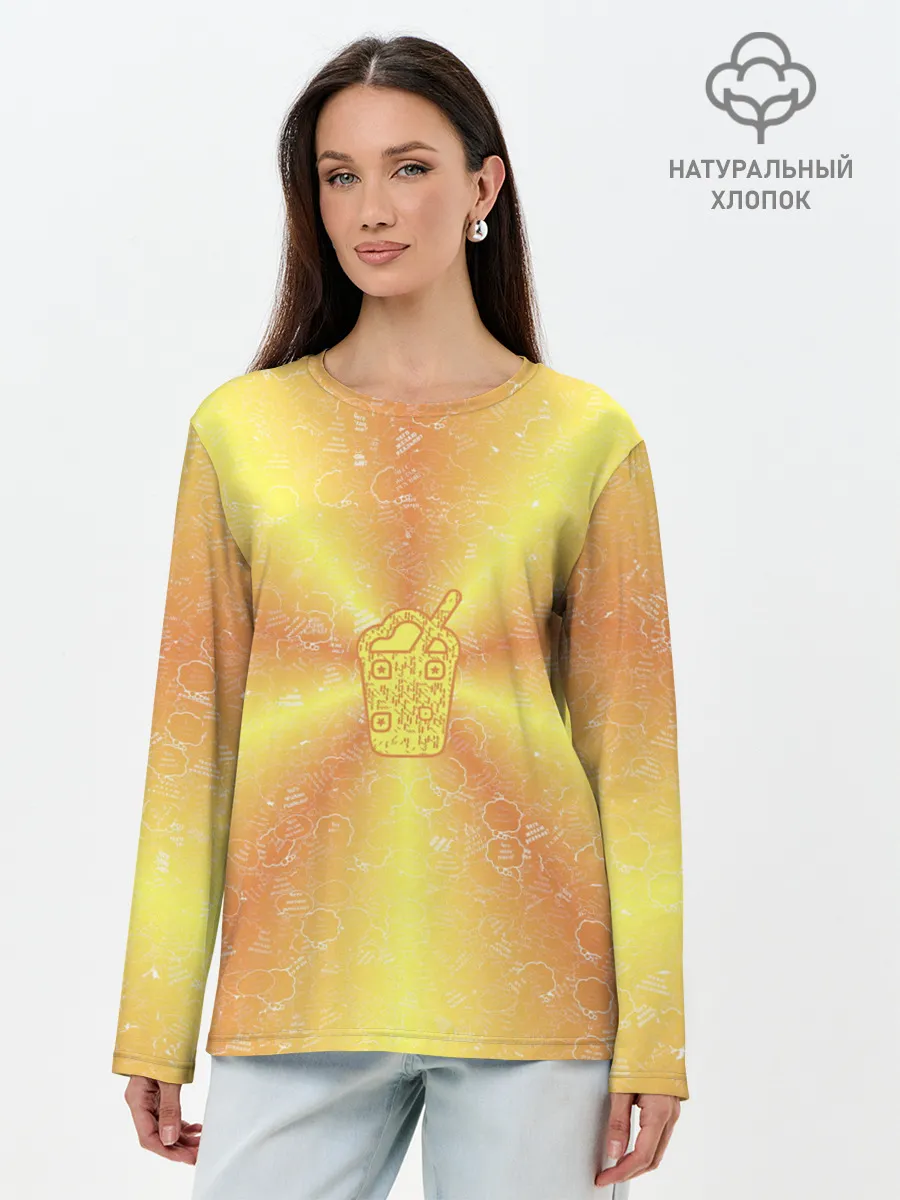 Лонгслив женский. Хлопок / Коктейль на фоне АПВ 10.2.6.14