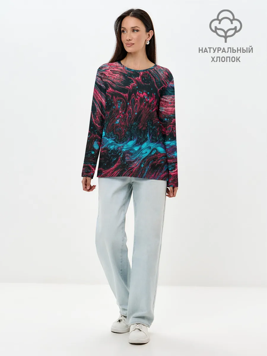 Лонгслив женский. Хлопок / Смешение
