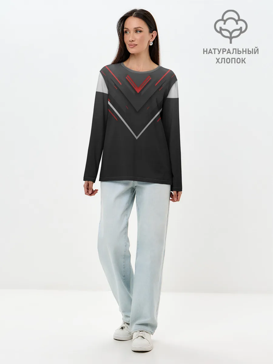 Лонгслив женский. Хлопок / футуристический вектор