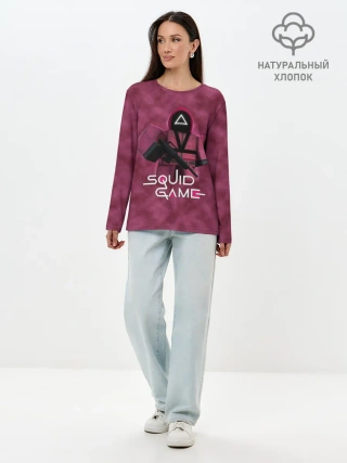 Лонгслив женский. Хлопок / ИГРА В КАЛЬМАРА РОБЛОКС | SQUID GAME