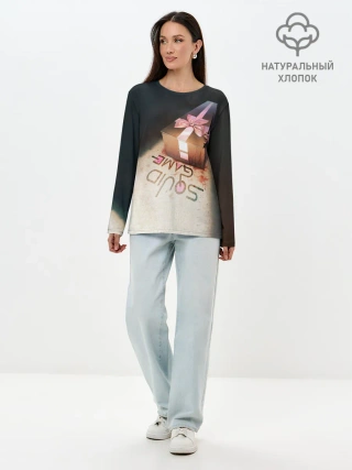 Лонгслив женский. Хлопок / ИГРА В КАЛЬМАРА ГРОБ | SQUID GAME