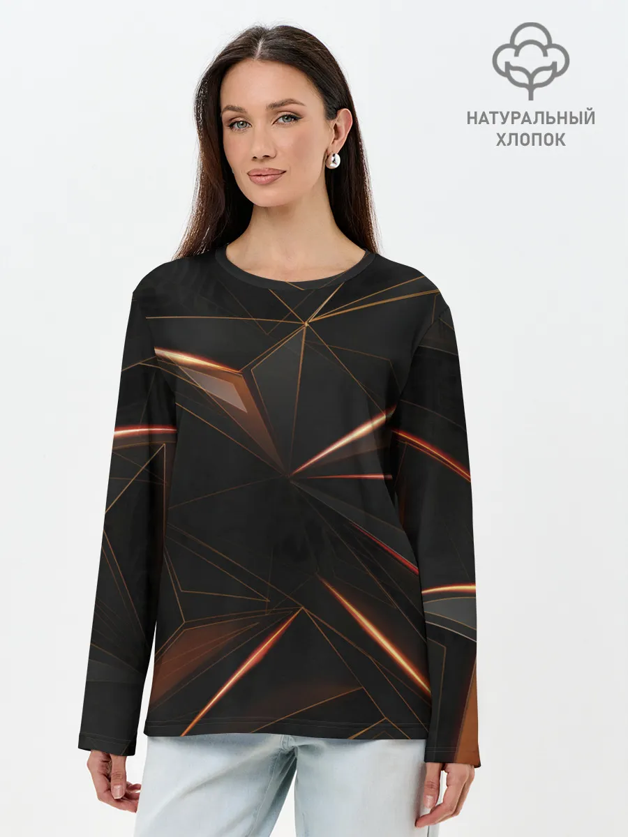 Лонгслив женский. Хлопок / Геометрическая абстракция.