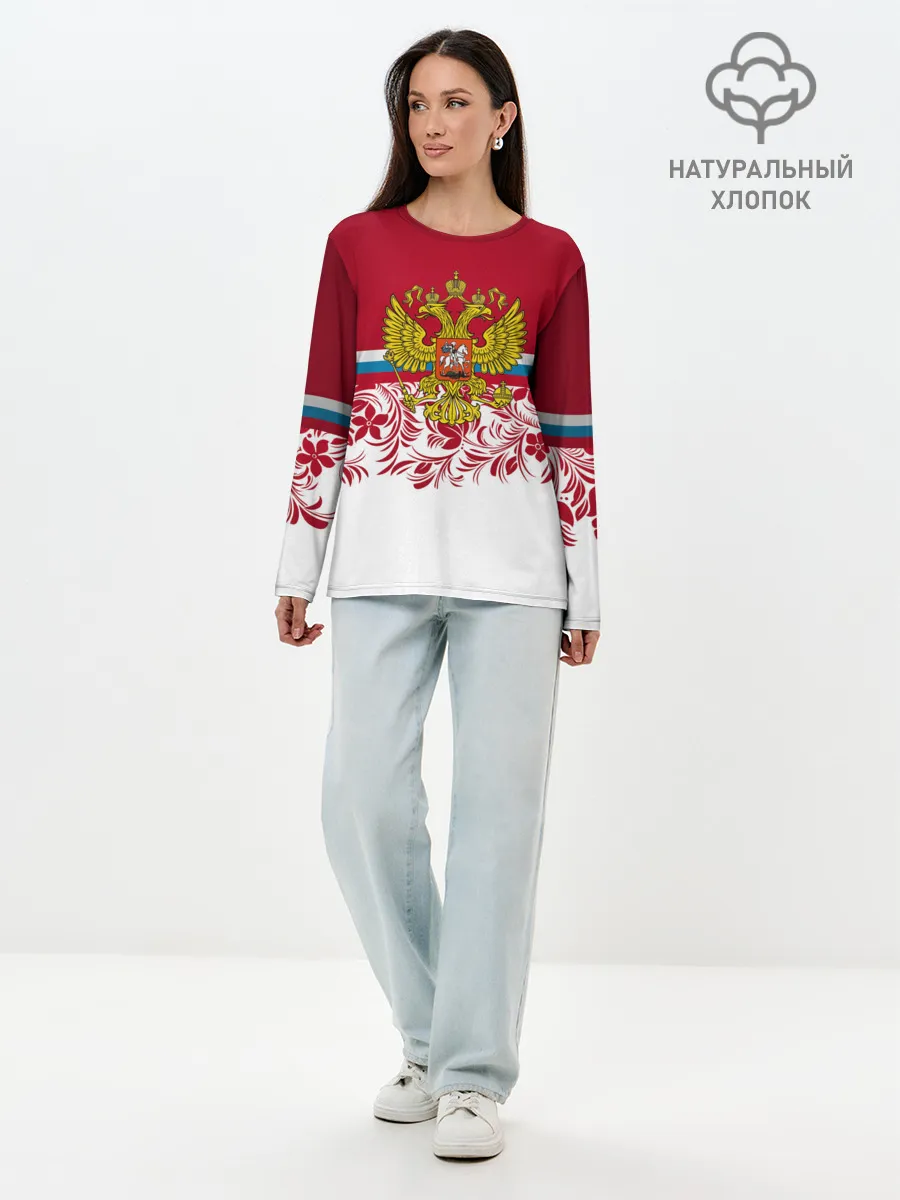 Лонгслив женский. Хлопок / Российский герб
