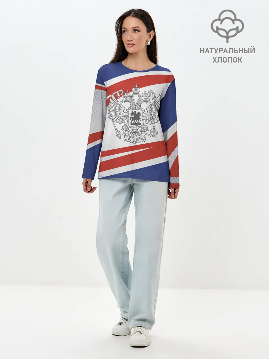 Лонгслив женский. Хлопок / Герб России