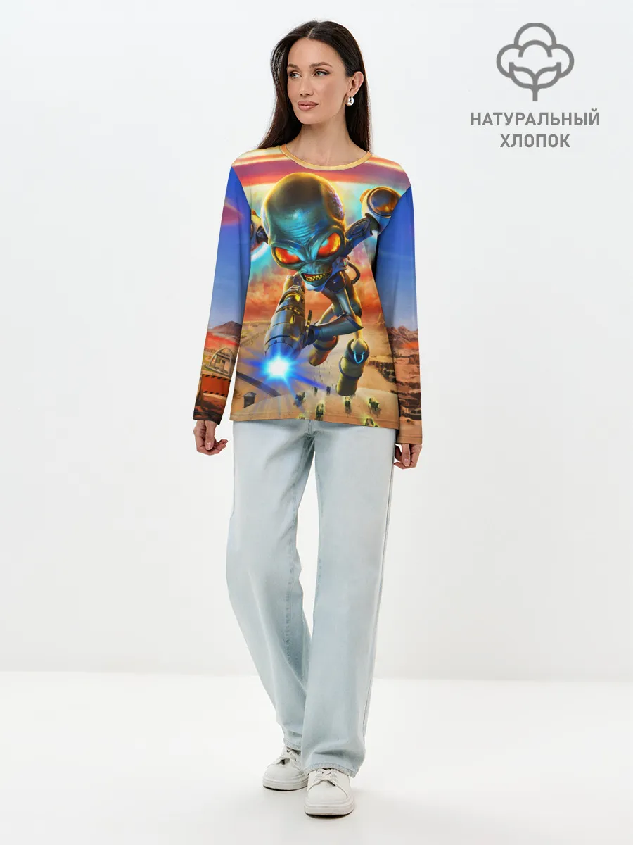 Лонгслив женский. Хлопок / Destroy all Aliens