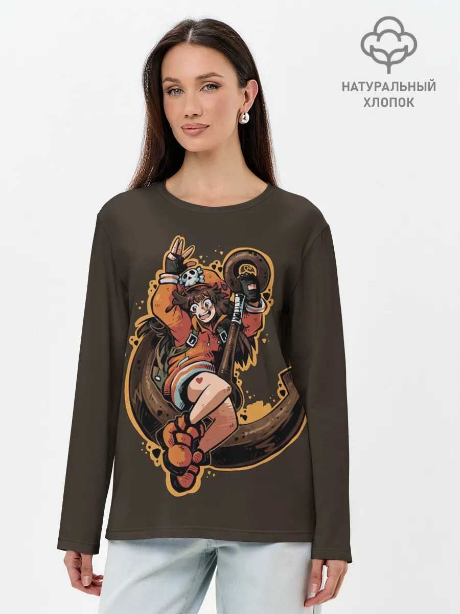 Лонгслив женский. Хлопок / Мэй с якорем