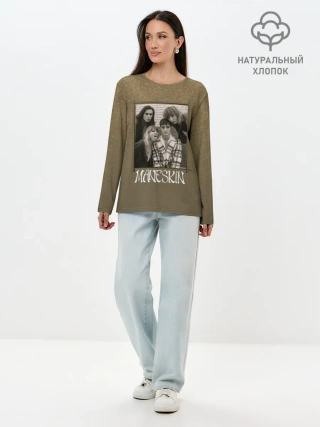 Лонгслив женский. Хлопок / Maneskin на зоолоте