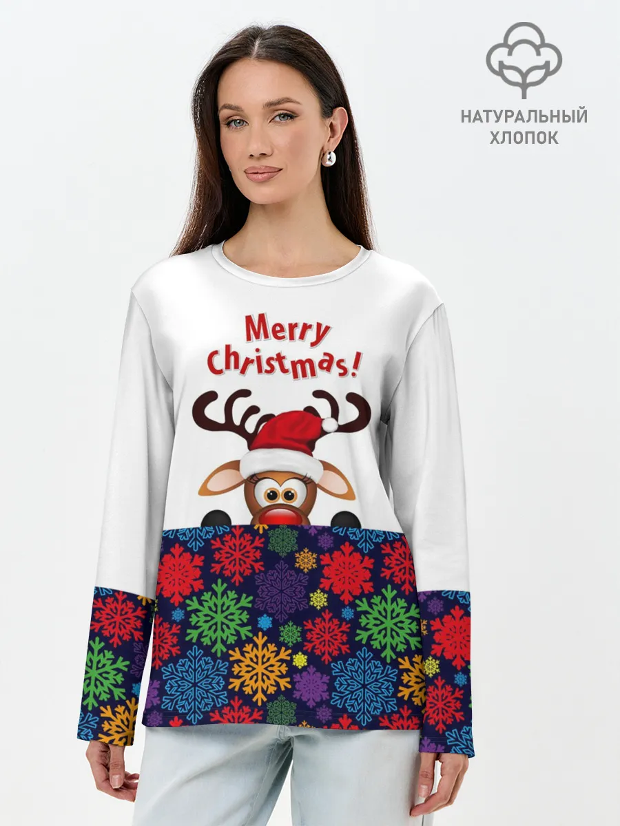 Лонгслив женский. Хлопок / Merry Christmas