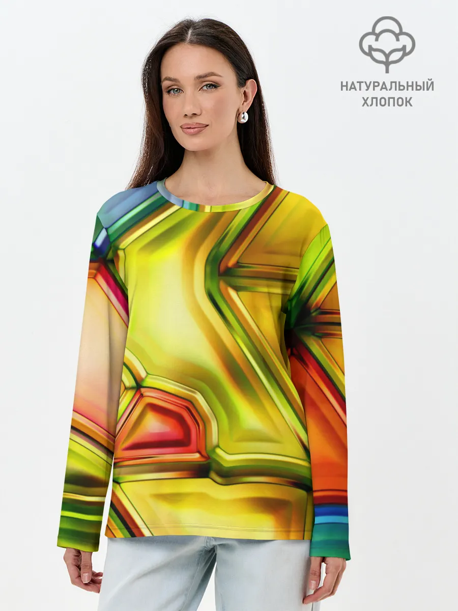 Лонгслив женский. Хлопок / Абстрактная абстракция