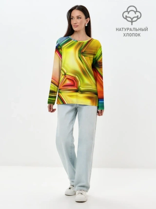 Лонгслив женский. Хлопок / Абстрактная абстракция