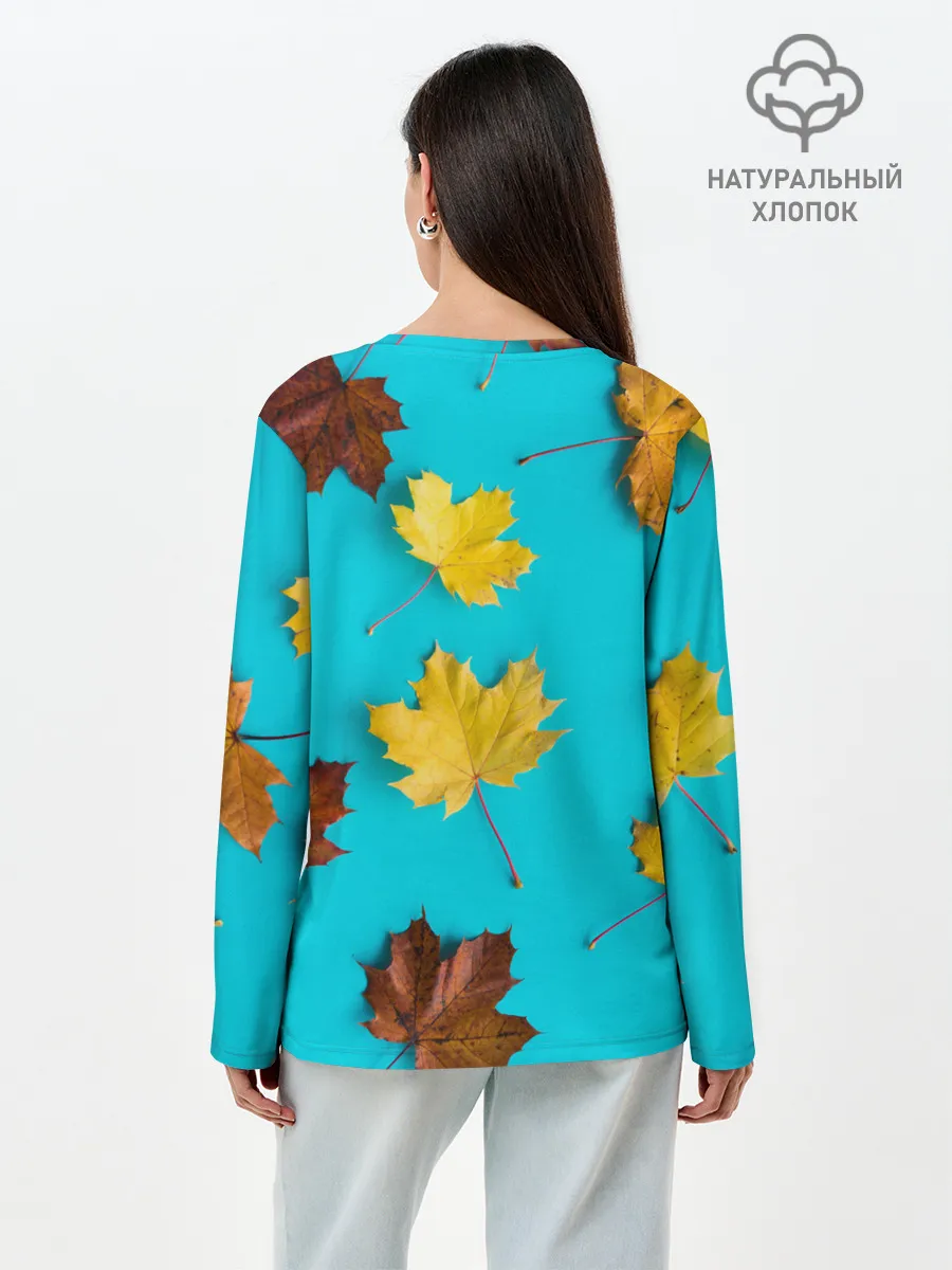Лонгслив женский. Хлопок / Кленовый листочек