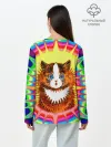 Лонгслив женский. Хлопок / Psychedelic Rainbow Cat