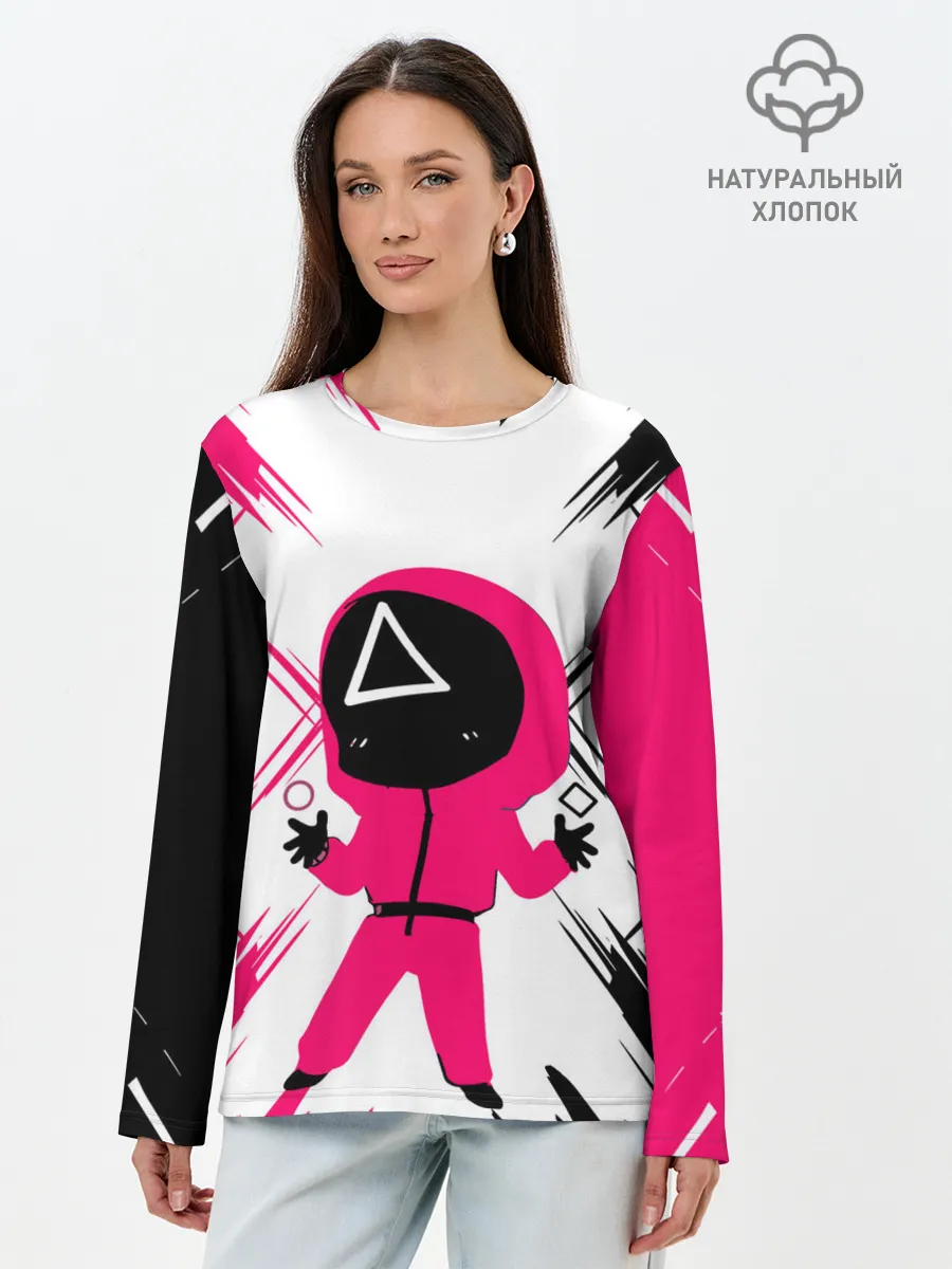 Лонгслив женский. Хлопок / SQUID GAME | ИГРА В КАЛЬМАРА | треугольник.
