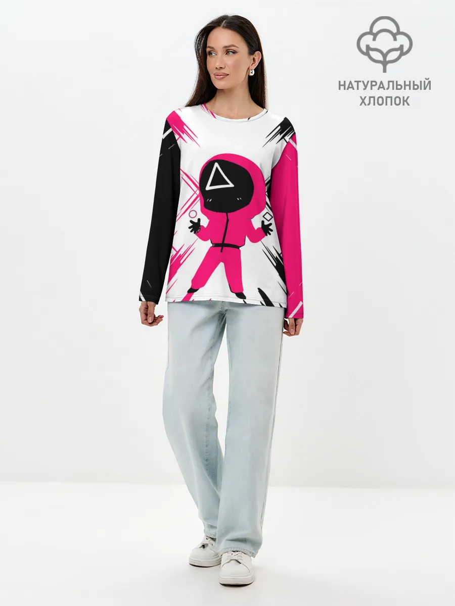 Лонгслив женский. Хлопок / SQUID GAME | ИГРА В КАЛЬМАРА | треугольник.