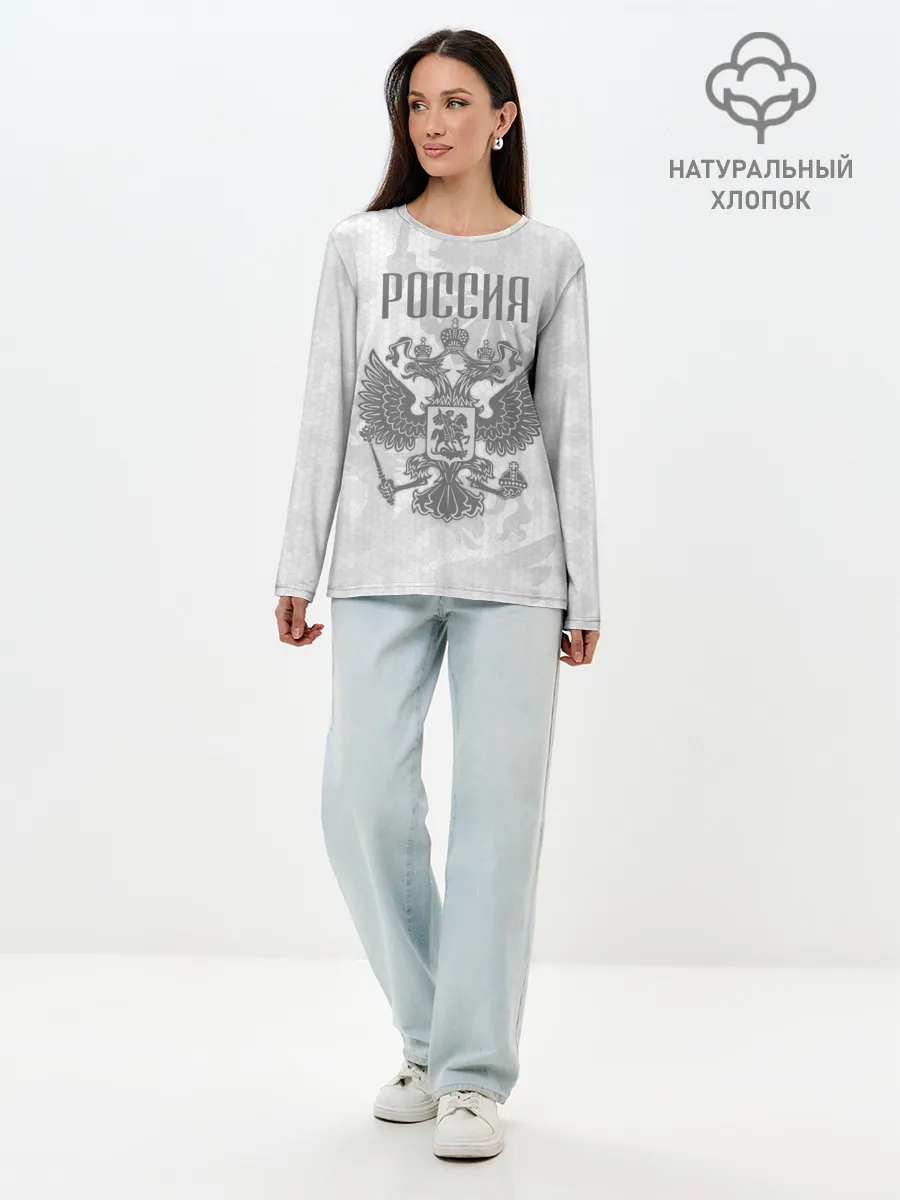 Лонгслив женский. Хлопок / Герб России