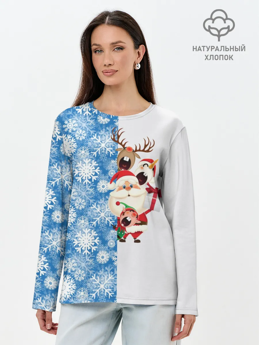 Лонгслив женский. Хлопок / Подарок от Санты