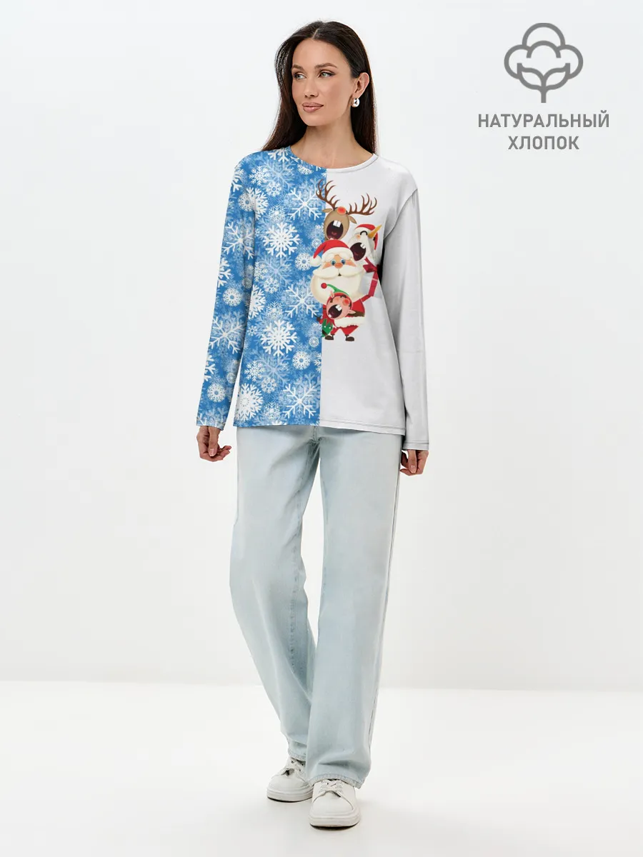 Лонгслив женский. Хлопок / Подарок от Санты