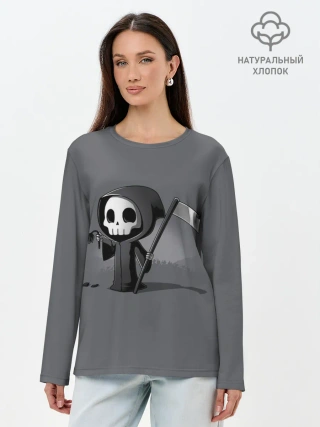 Лонгслив женский. Хлопок / жнец и цветок