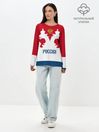 Лонгслив женский. Хлопок / Russia Team