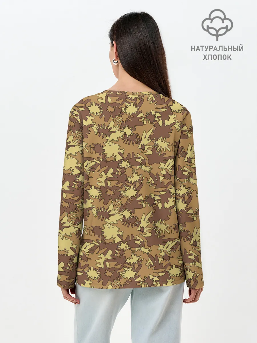 Лонгслив женский. Хлопок / Креативный Камуфляж