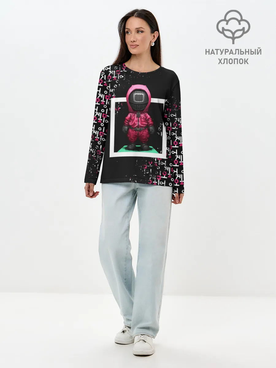 Лонгслив женский. Хлопок / ИГРА В КАЛЬМАРА | SQUID GAME СТРАЖ