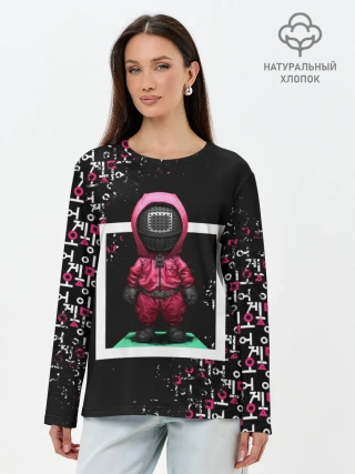 Лонгслив женский. Хлопок / ИГРА В КАЛЬМАРА | SQUID GAME СТРАЖ