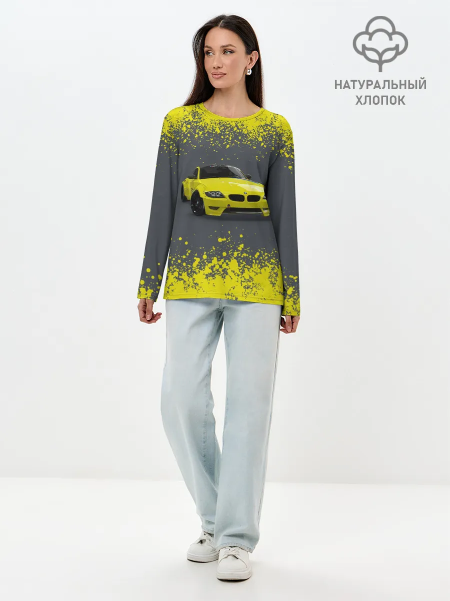 Лонгслив женский. Хлопок / БМВ | ЖЕЛТЫЙ ПЕРФОРМАНС