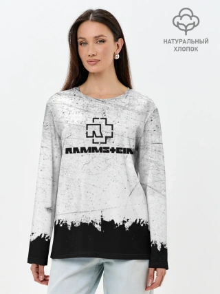 Лонгслив женский. Хлопок / Рамштайн ЧБ Гранж | Rammstein Rock