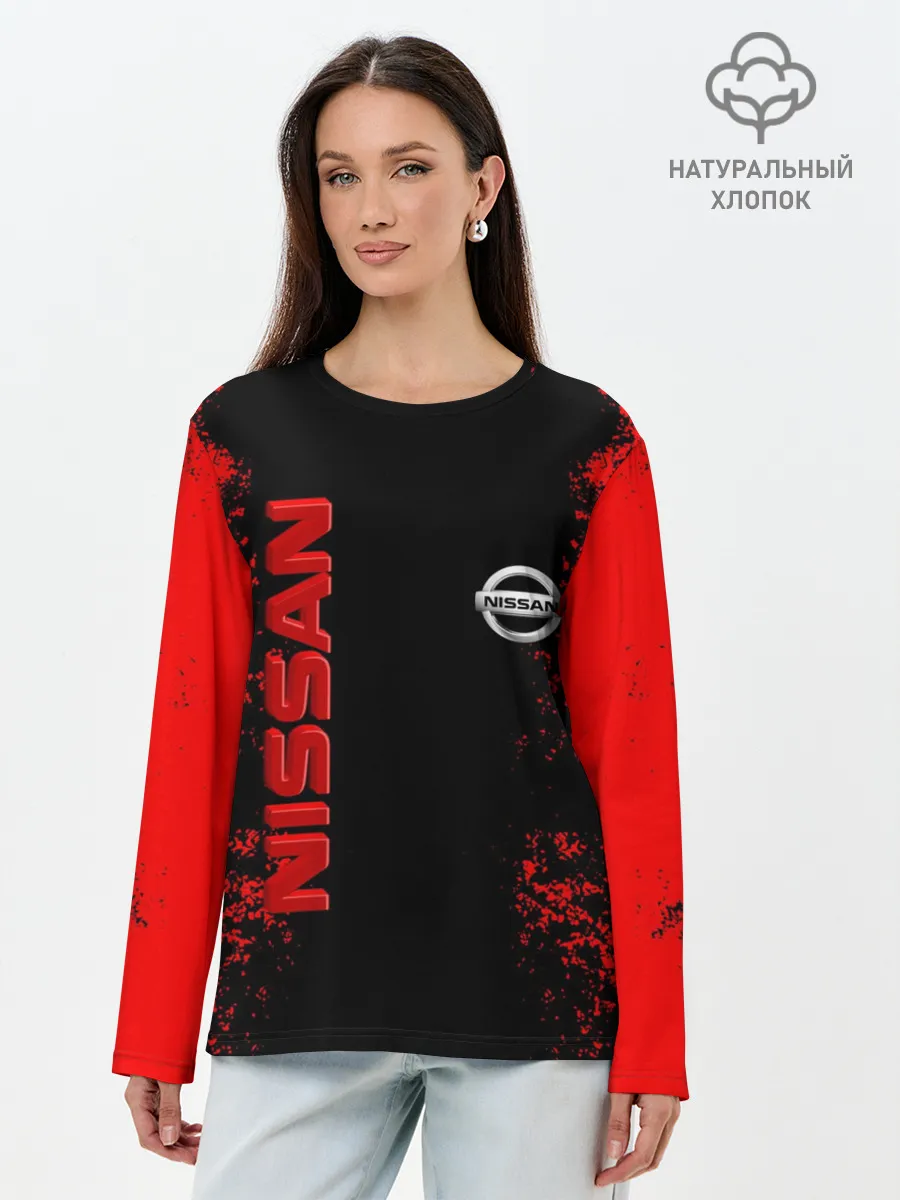 Лонгслив женский. Хлопок / NISSAN RED