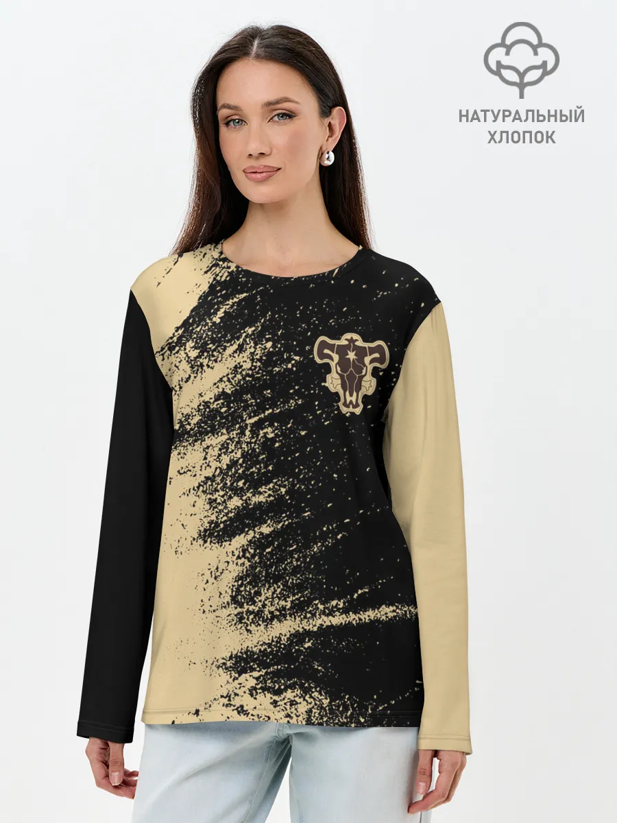 Лонгслив женский. Хлопок / Black clover bull.