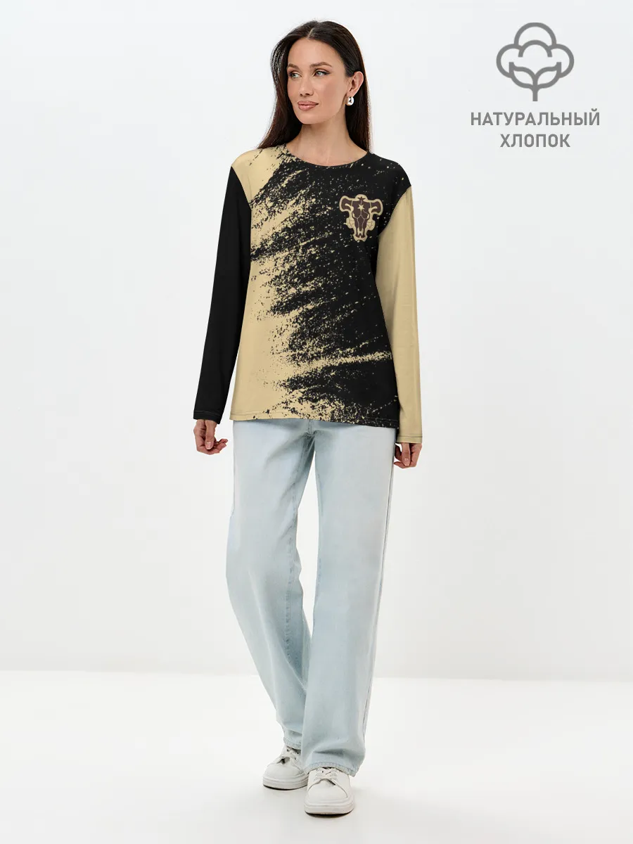 Лонгслив женский. Хлопок / Black clover bull.