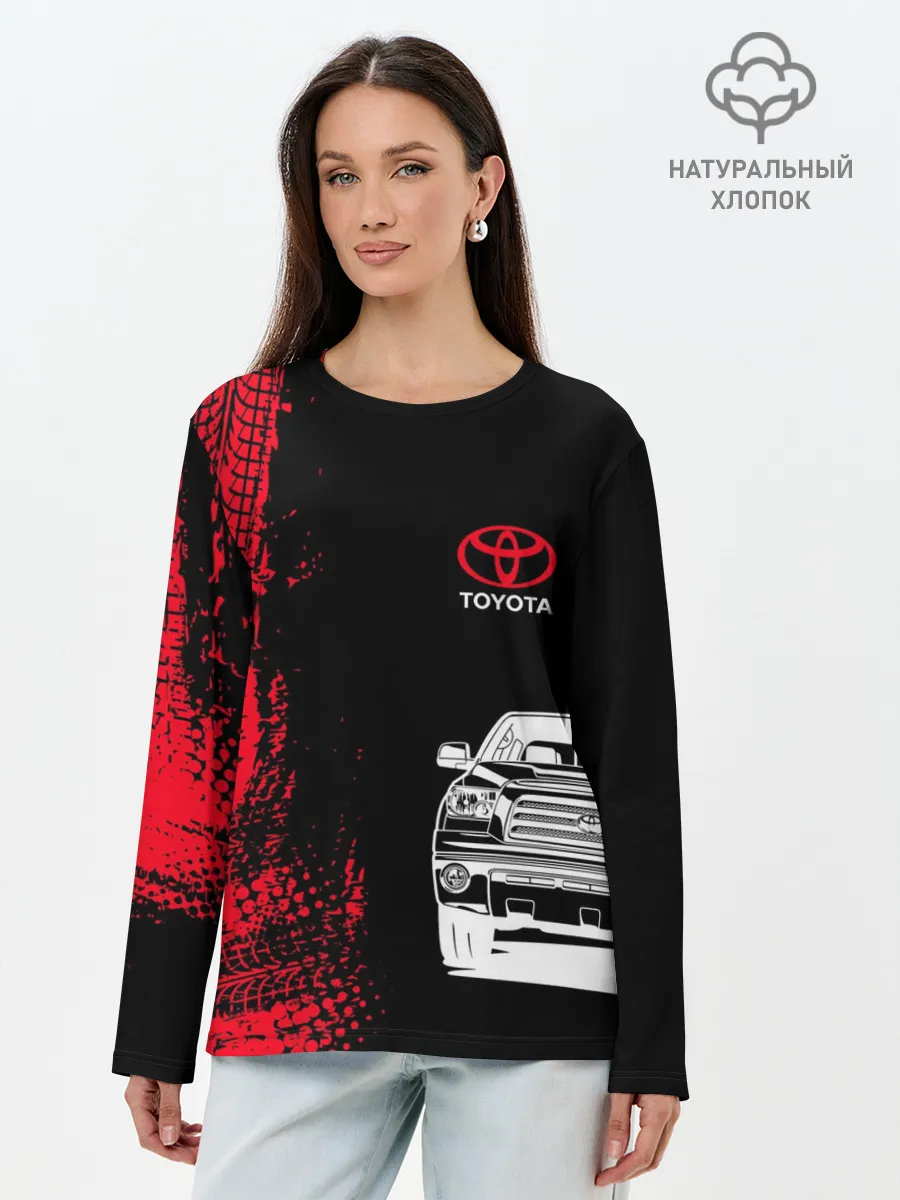 Лонгслив женский. Хлопок / Тойота | Красные следы