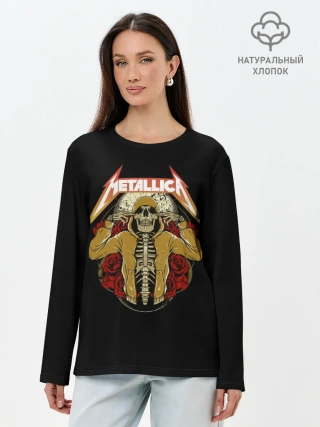 Лонгслив женский. Хлопок / МЕТАЛЛИКА | РОК