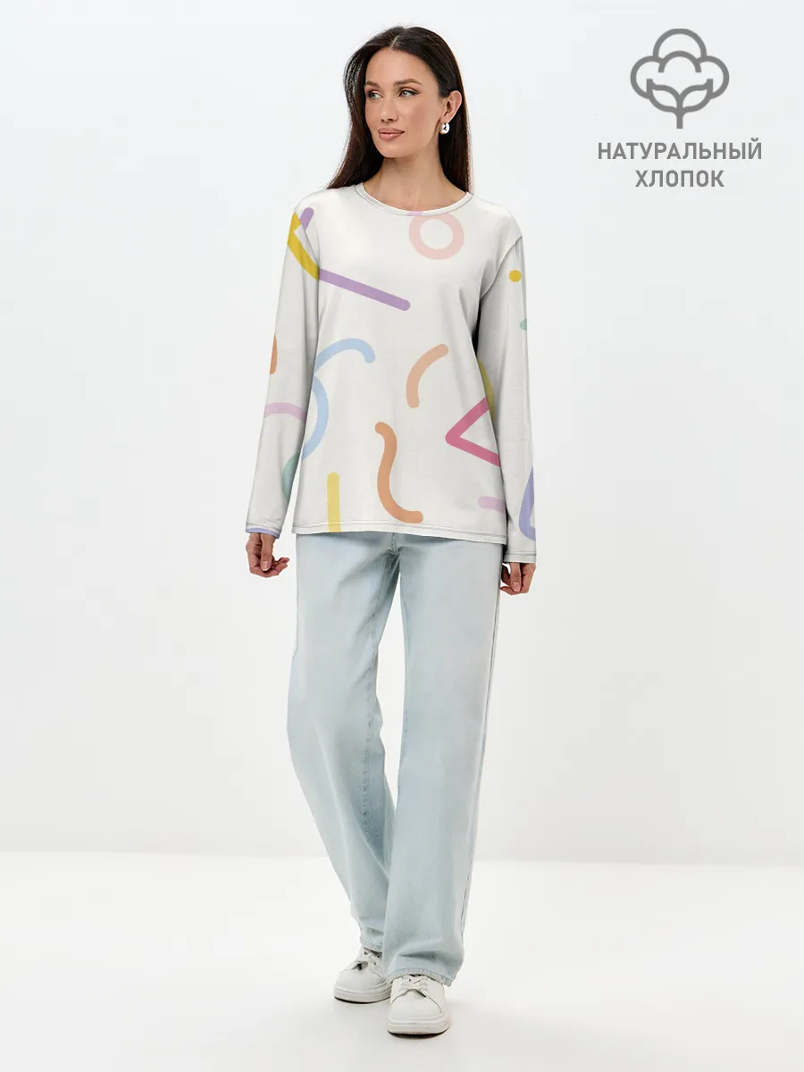 Лонгслив женский. Хлопок / Разные линии