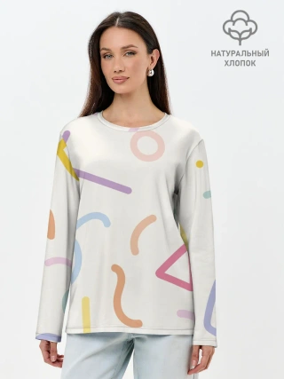 Лонгслив женский. Хлопок / Разные линии