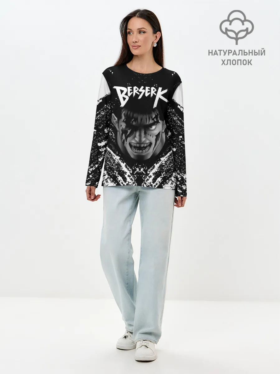 Лонгслив женский. Хлопок / БЕРСЕРК ГАТС брызги краски