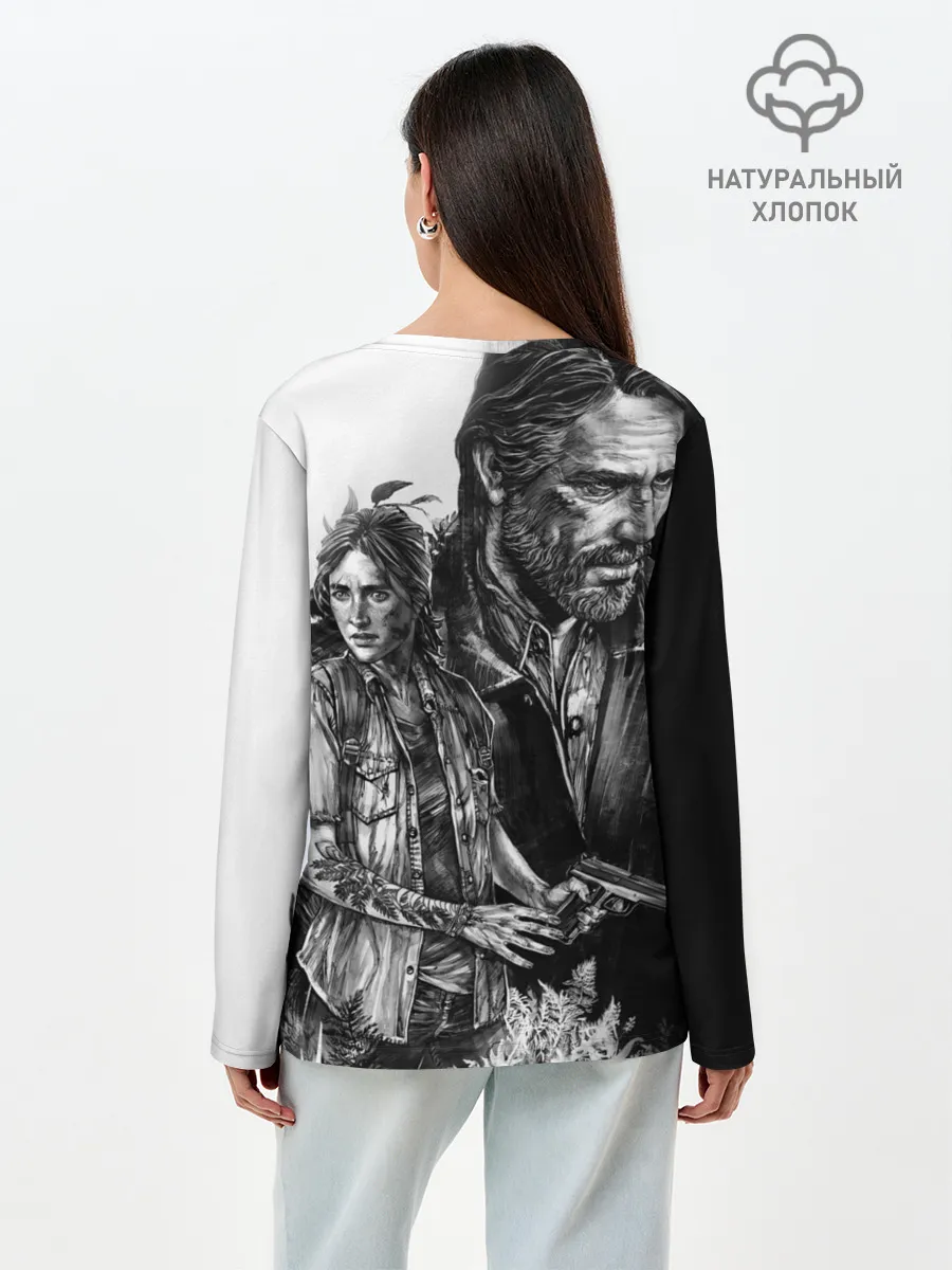 Лонгслив женский. Хлопок / THE LAST OF US ЧЁРНО БЕЛЫЙ