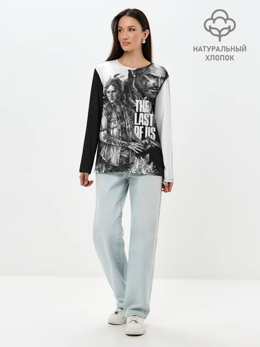 Лонгслив женский. Хлопок / THE LAST OF US ЧЁРНО БЕЛЫЙ