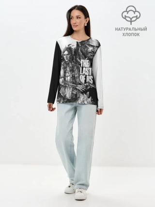Лонгслив женский. Хлопок / THE LAST OF US ЧЁРНО БЕЛЫЙ