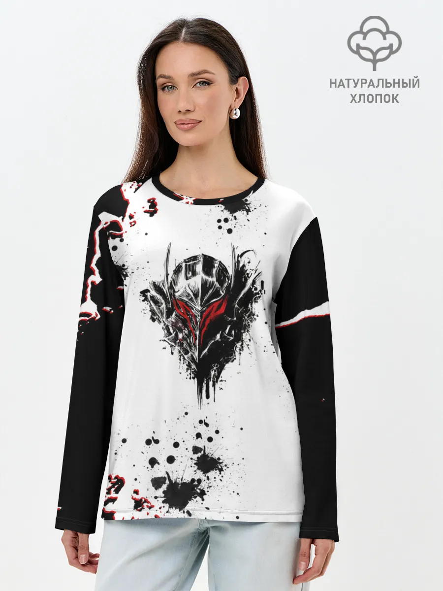 Лонгслив женский. Хлопок / Берсерк черная маска.
