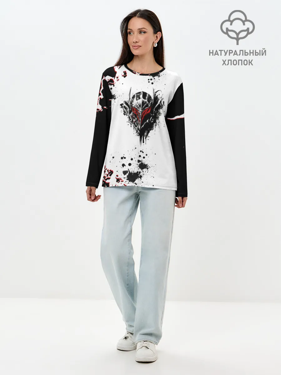 Лонгслив женский. Хлопок / Берсерк черная маска.