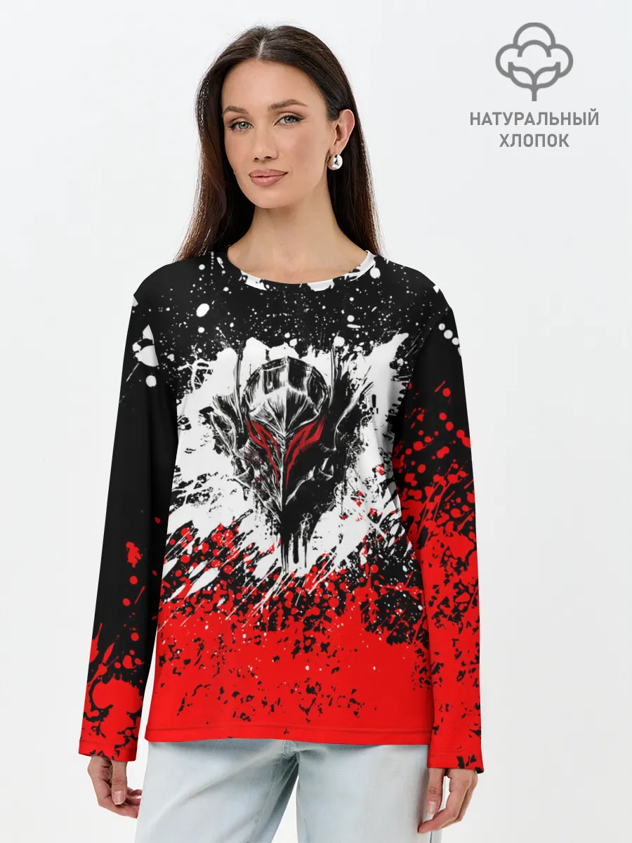 Лонгслив женский. Хлопок / Берсерк: Брызги красок.