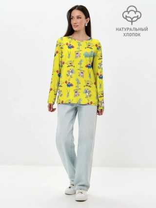Лонгслив женский. Хлопок / SpongeBob pattern