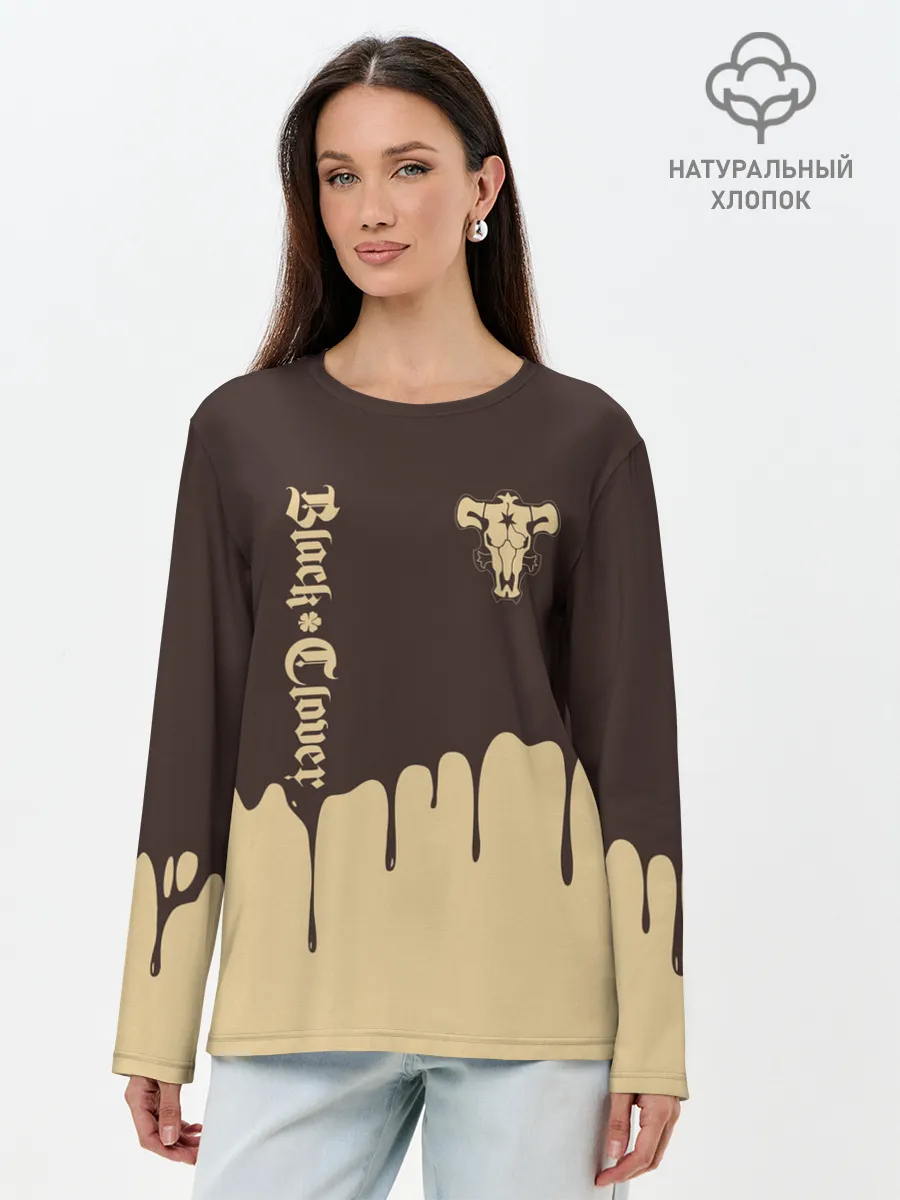 Лонгслив женский. Хлопок / Black clover: Bull