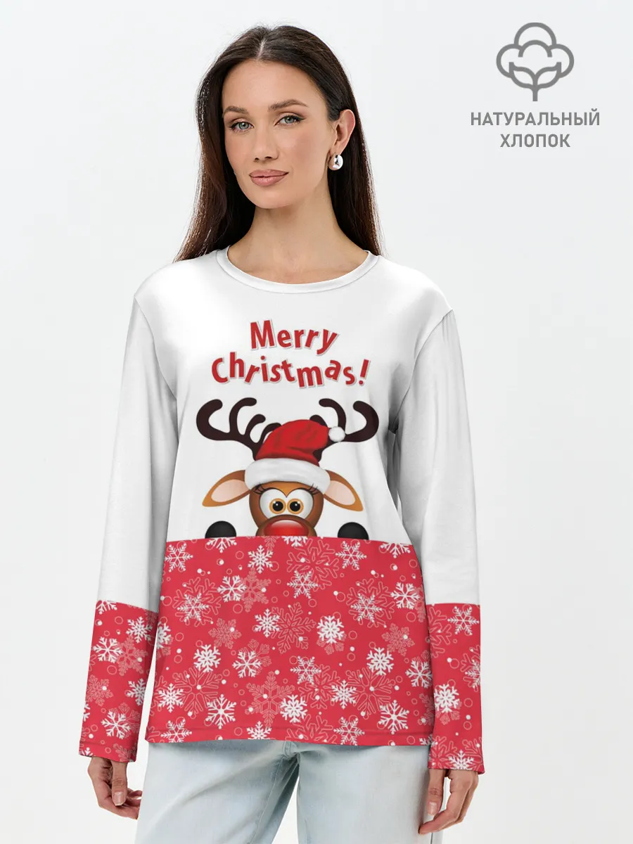 Лонгслив женский. Хлопок / Оленёнок