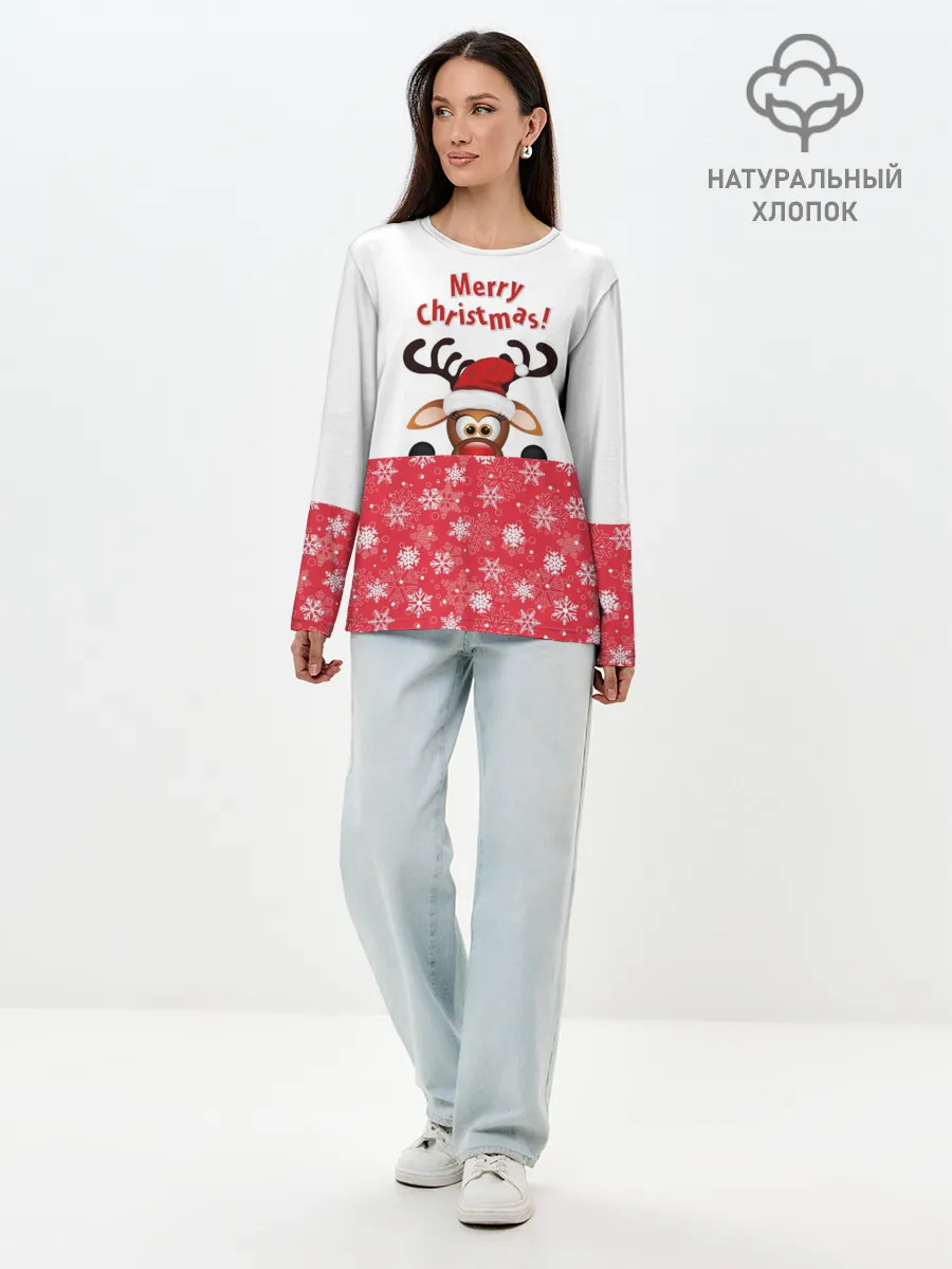 Лонгслив женский. Хлопок / Оленёнок