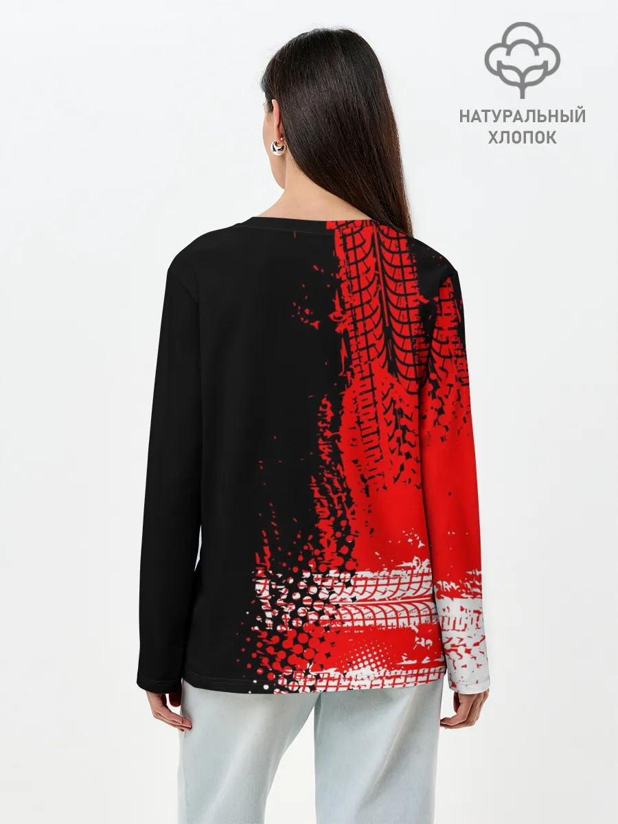 Лонгслив женский. Хлопок / Тойота Тундра следы шин