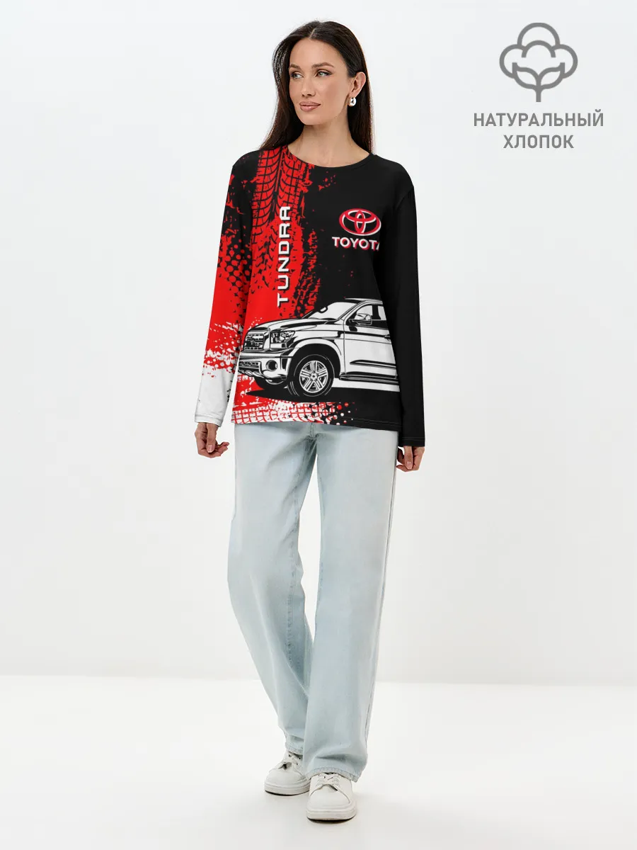 Лонгслив женский. Хлопок / Тойота Тундра следы шин