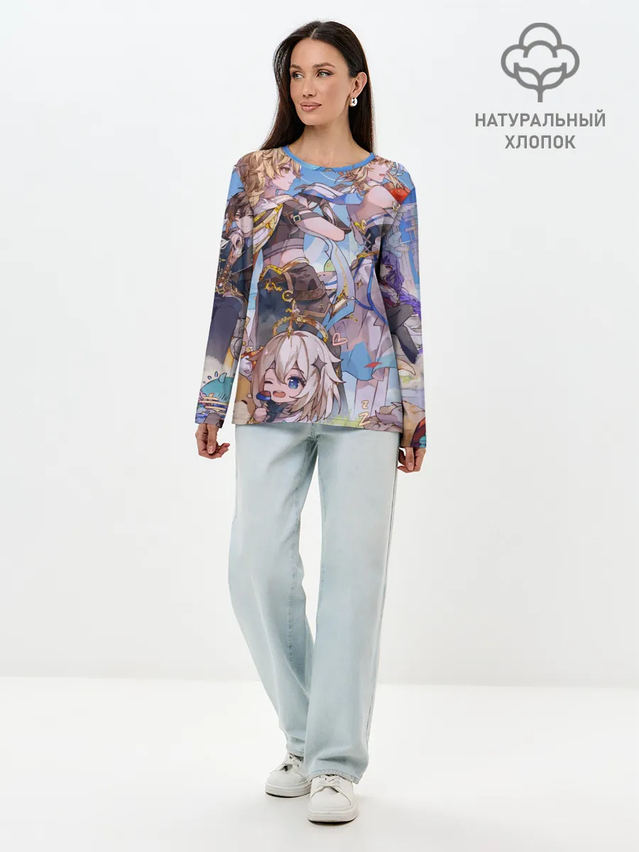 Лонгслив женский. Хлопок / Genshin impact день рождение