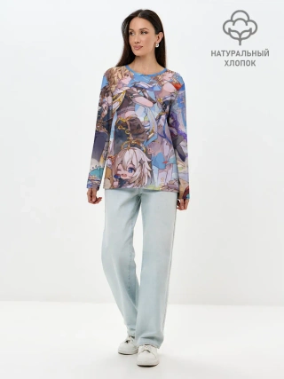 Лонгслив женский. Хлопок / Genshin impact день рождение